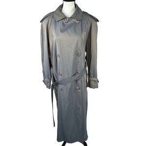 Forecaster of Boston Vintage Trench Coat Women Blue 11/12 Belted Double Breasted